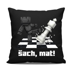 Šach, mat! - čierny vankúš s potlačou