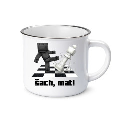 Šach, mat!  - smaltovaný hrnček s potlačou