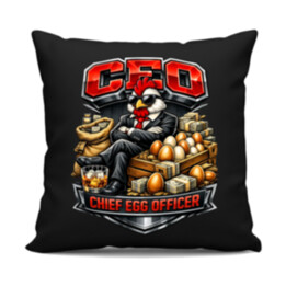 CEO: Chief Egg Officer - čierny vankúš s potlačou