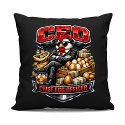CEO: Chief Egg Officer - čierny vankúš s potlačou
