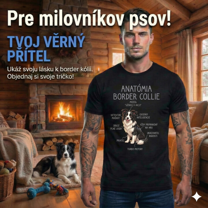 Anatómia border collie - pánske tričko s potlačou