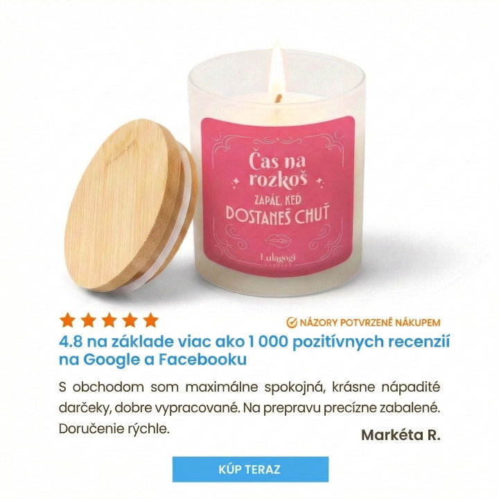 Čas na rozkoš - zapáľ, keď dostaneš chuť - vonná sviečka ako darček