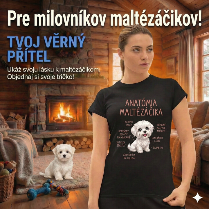 Anatómia maltézáčika - dámske tričko s potlačou