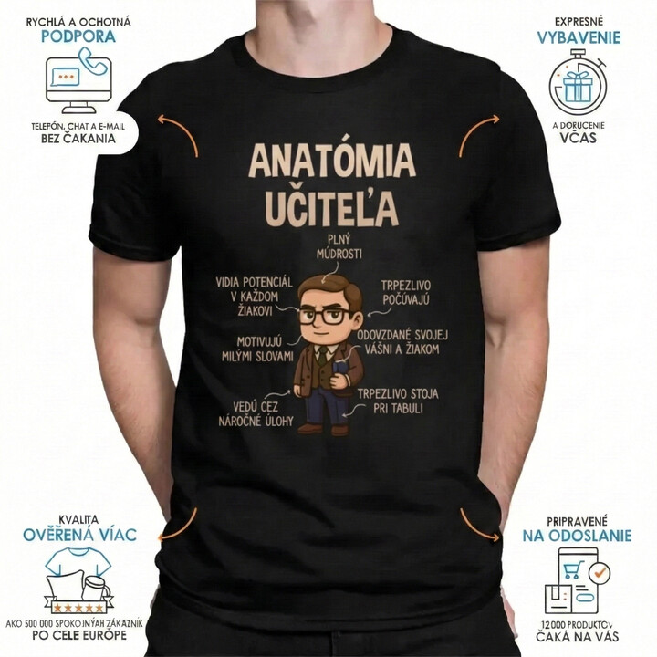 Anatómia učiteľa - pánske tričko s potlačou