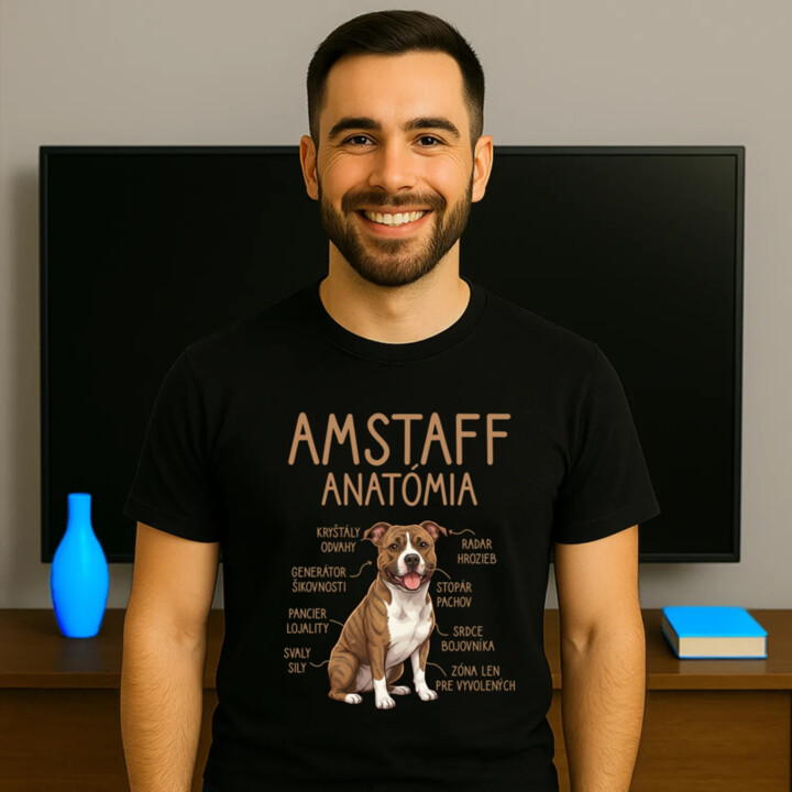 Amstaff anatómia - pánske tričko s potlačou