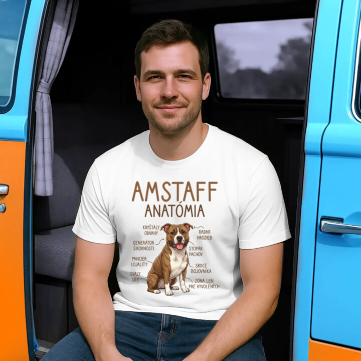 Amstaff anatómia - pánske tričko s potlačou