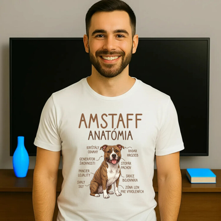 Amstaff anatómia - pánske tričko s potlačou