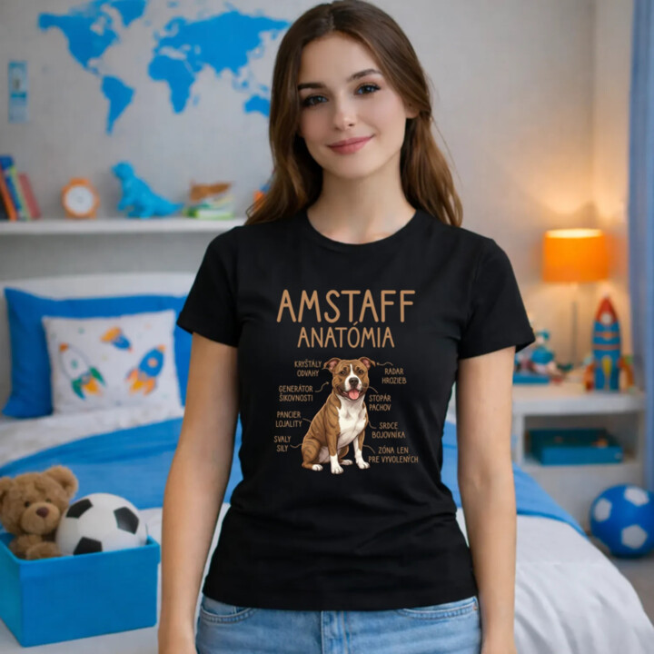 Amstaff anatómia - dámske tričko s potlačou