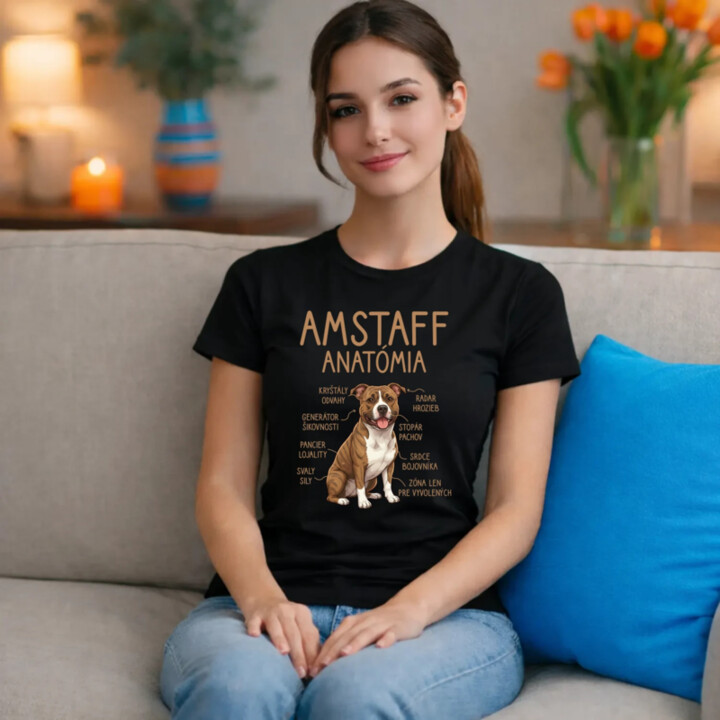 Amstaff anatómia - dámske tričko s potlačou