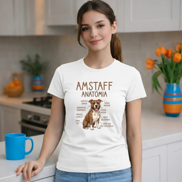 Amstaff anatómia - dámske tričko s potlačou