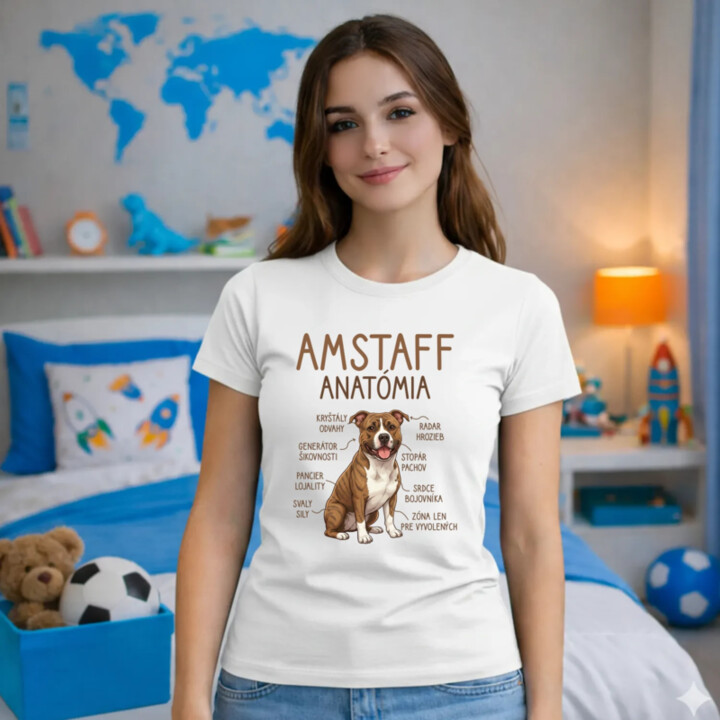 Amstaff anatómia - dámske tričko s potlačou