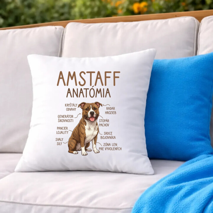 Amstaff anatómia - vankúš s potlačou
