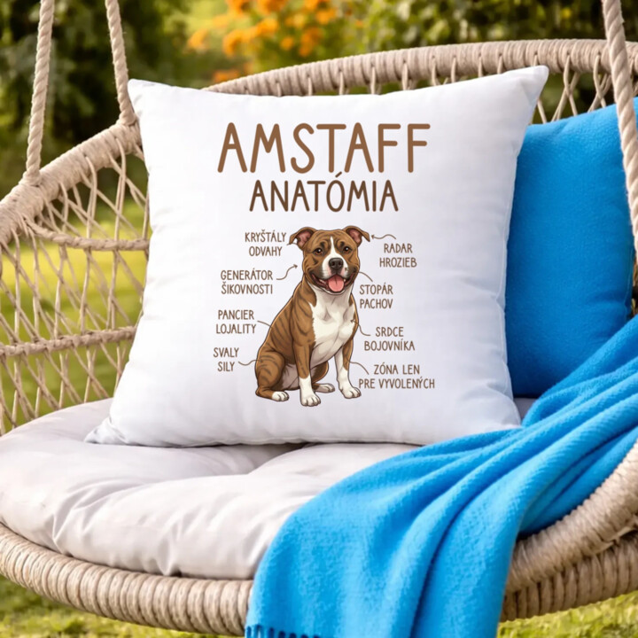 Amstaff anatómia - vankúš s potlačou