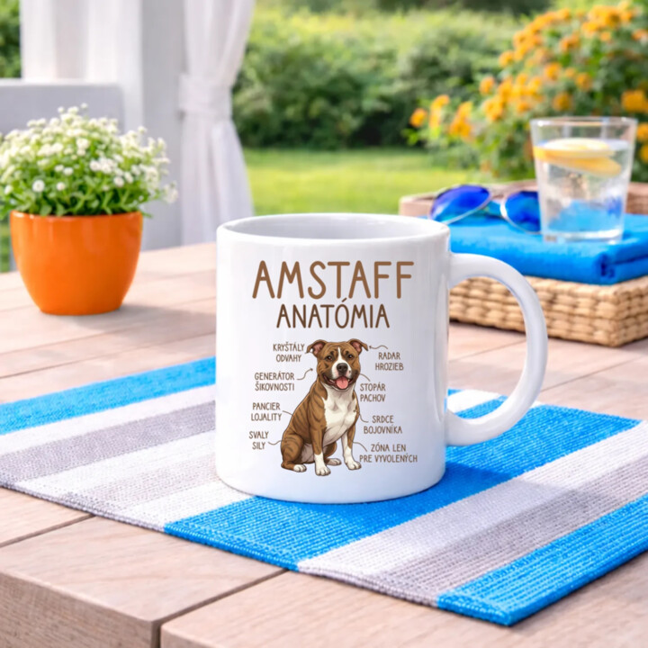 Amstaff anatómia - keramický hrnček s potlačou