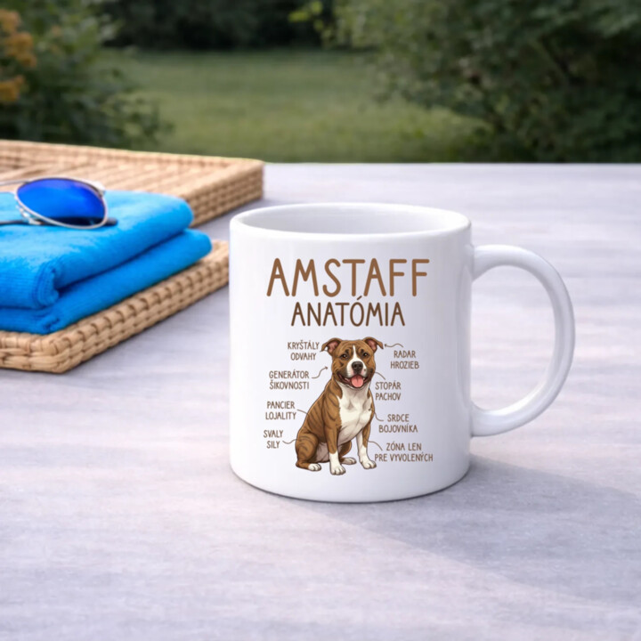 Amstaff anatómia - keramický hrnček s potlačou