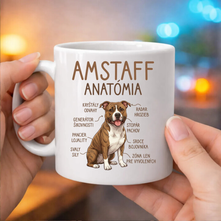 Amstaff anatómia - keramický hrnček s potlačou