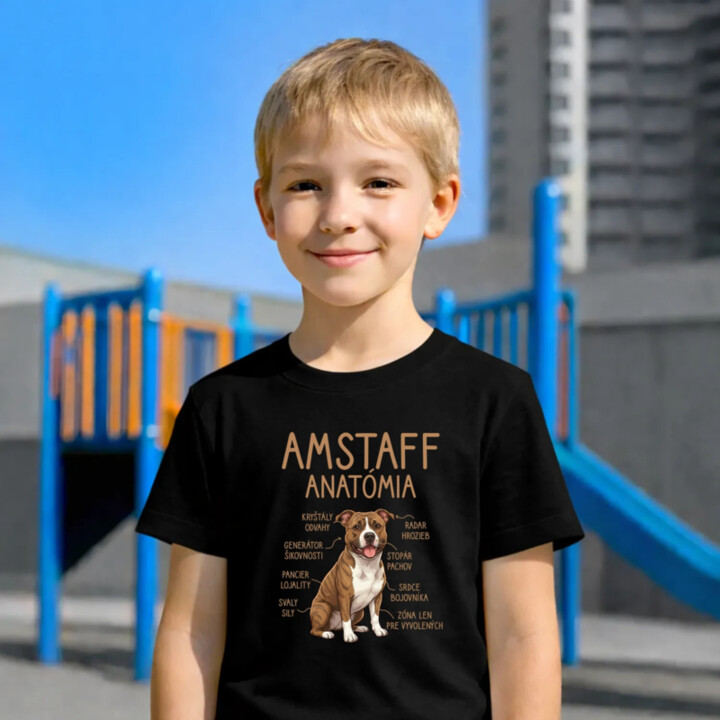 Amstaff anatómia - detské tričko s potlačou