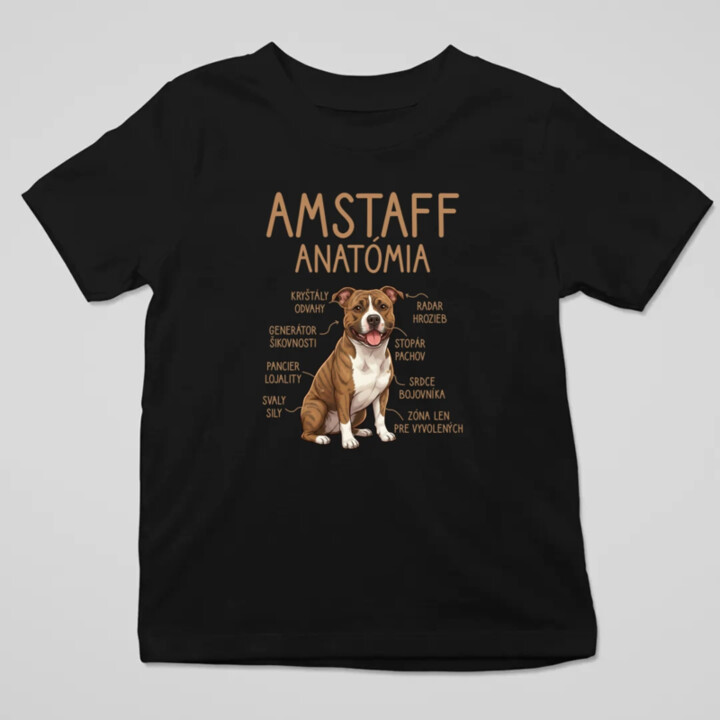 Amstaff anatómia - detské tričko s potlačou