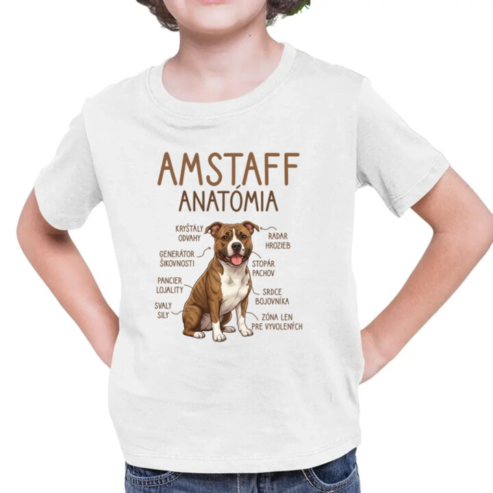 Amstaff anatómia - detské tričko s potlačou