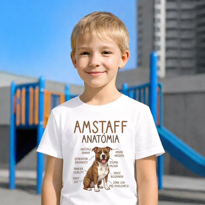 Amstaff anatómia - detské tričko s potlačou