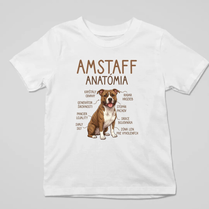 Amstaff anatómia - detské tričko s potlačou