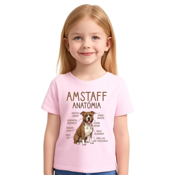 Amstaff anatómia - detské tričko s potlačou