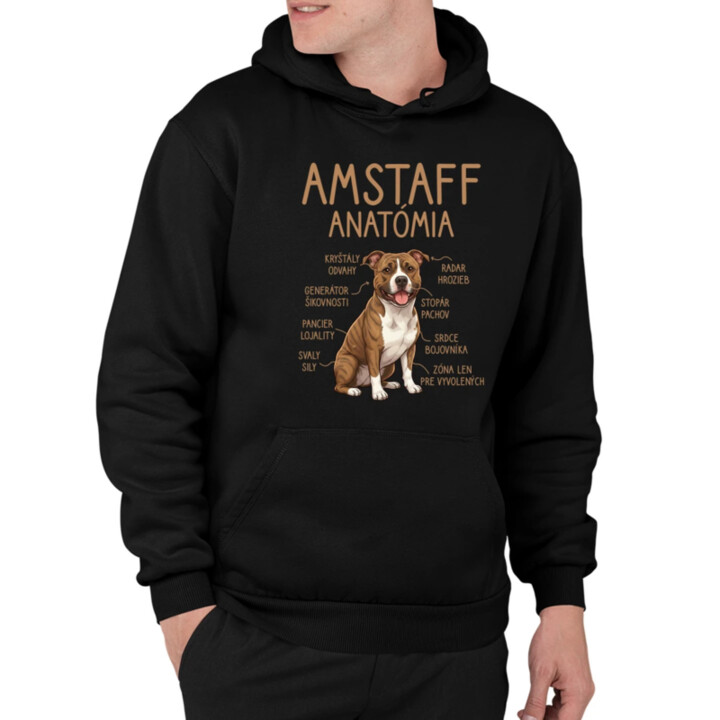 Amstaff anatómia  - pánska mikina s potlačou