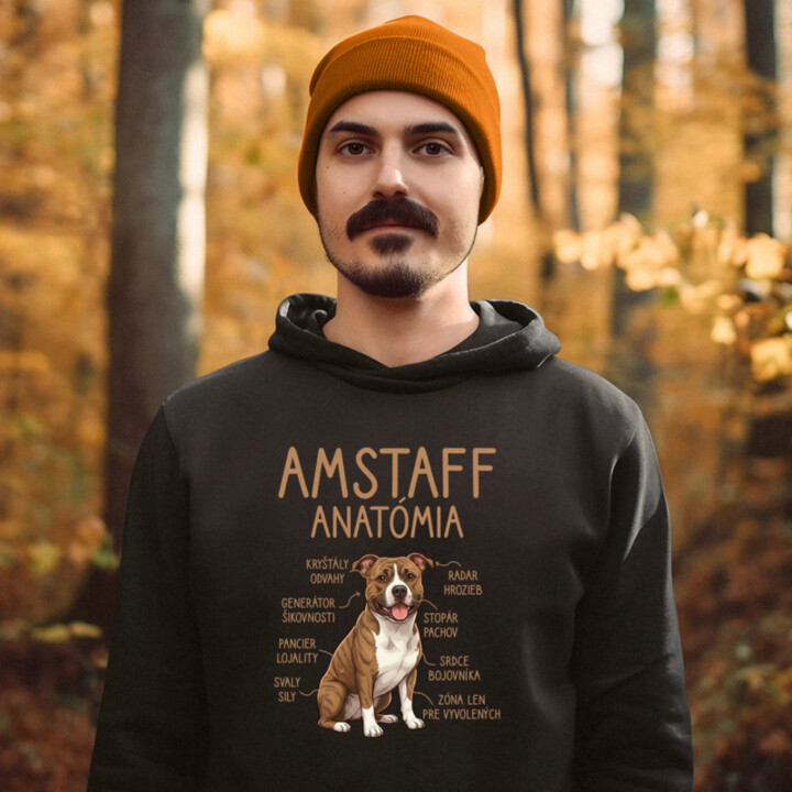 Amstaff anatómia  - pánska mikina s potlačou