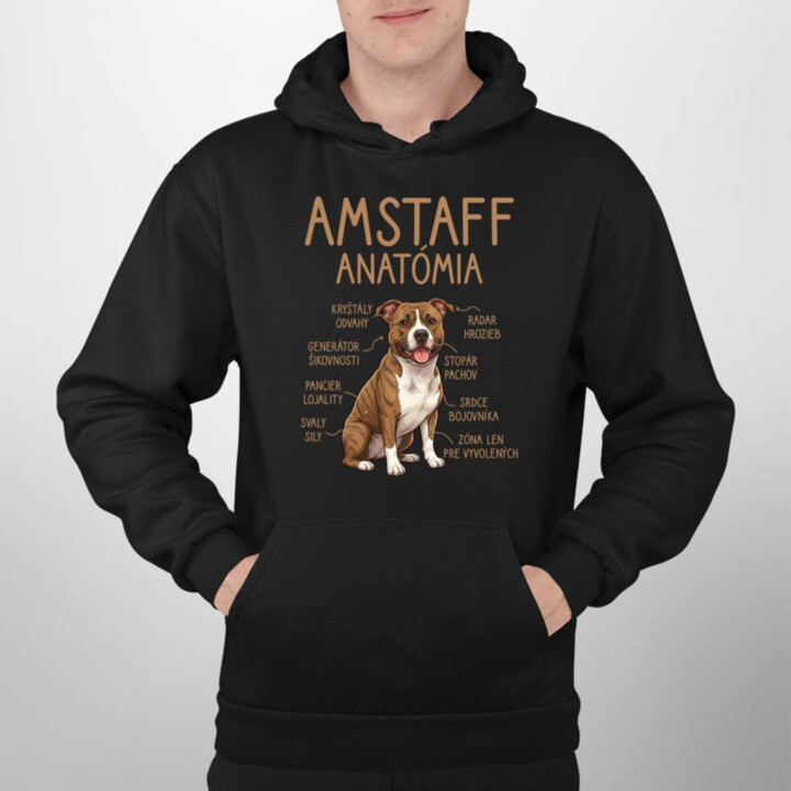 Amstaff anatómia  - pánska mikina s potlačou