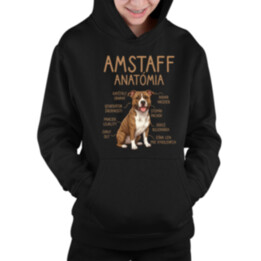 Amstaff anatómia - detská mikina s kapucňou
