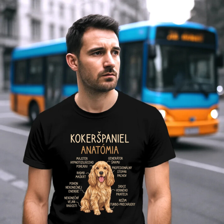 Kokeršpaniel – anatómia - pánske tričko s potlačou