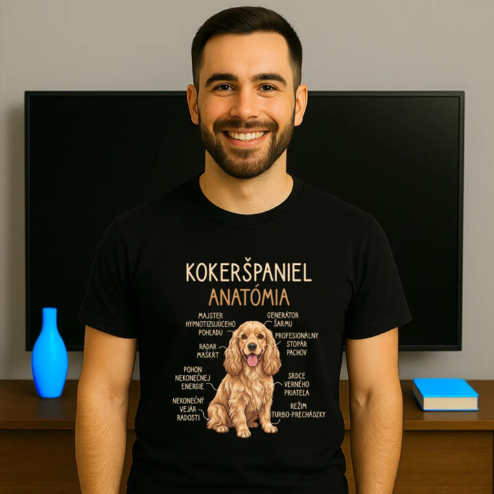 Kokeršpaniel – anatómia - pánske tričko s potlačou
