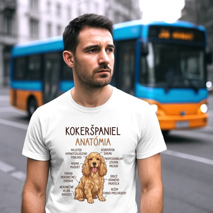 Kokeršpaniel – anatómia - pánske tričko s potlačou