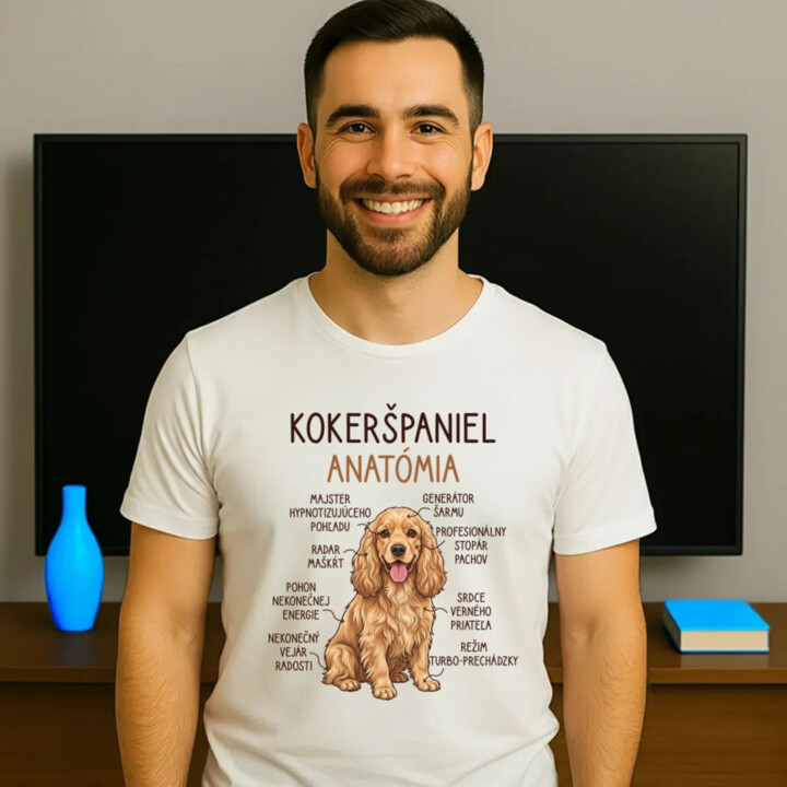 Kokeršpaniel – anatómia - pánske tričko s potlačou