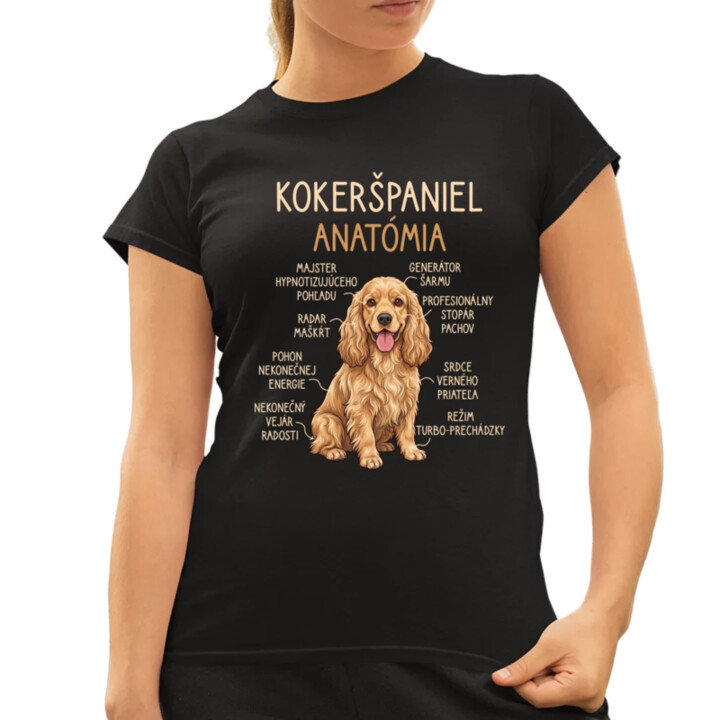 Kokeršpaniel – anatómia - dámske tričko s potlačou