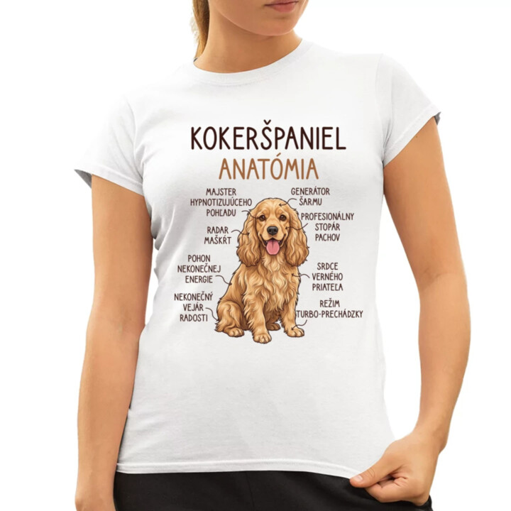 Kokeršpaniel – anatómia - dámske tričko s potlačou