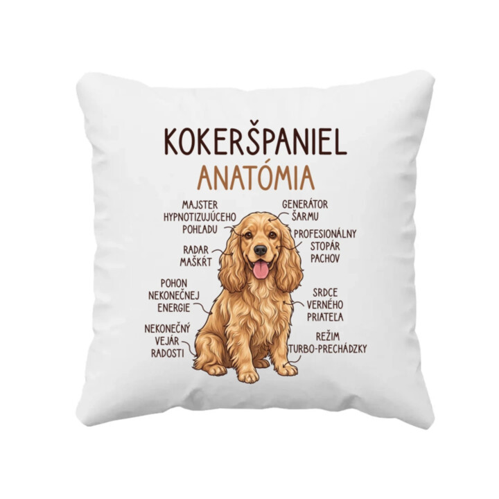 Kokeršpaniel – anatómia - vankúš s potlačou