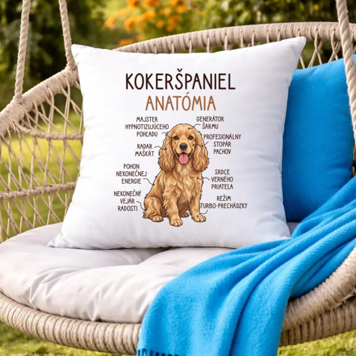 Kokeršpaniel – anatómia - vankúš s potlačou