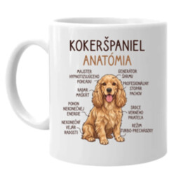 Kokeršpaniel – anatómia - keramický hrnček s potlačou
