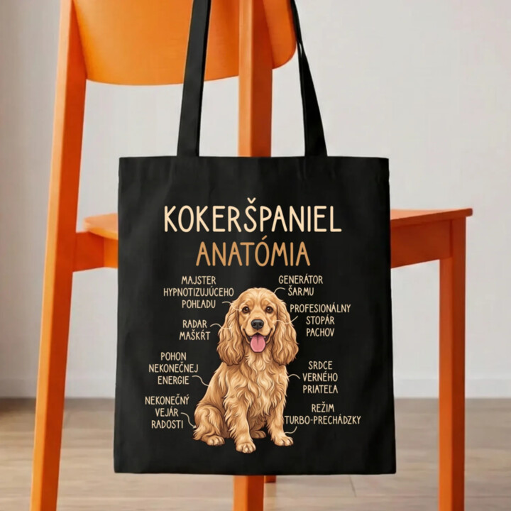 Kokeršpaniel – anatómia - taška s potlačou