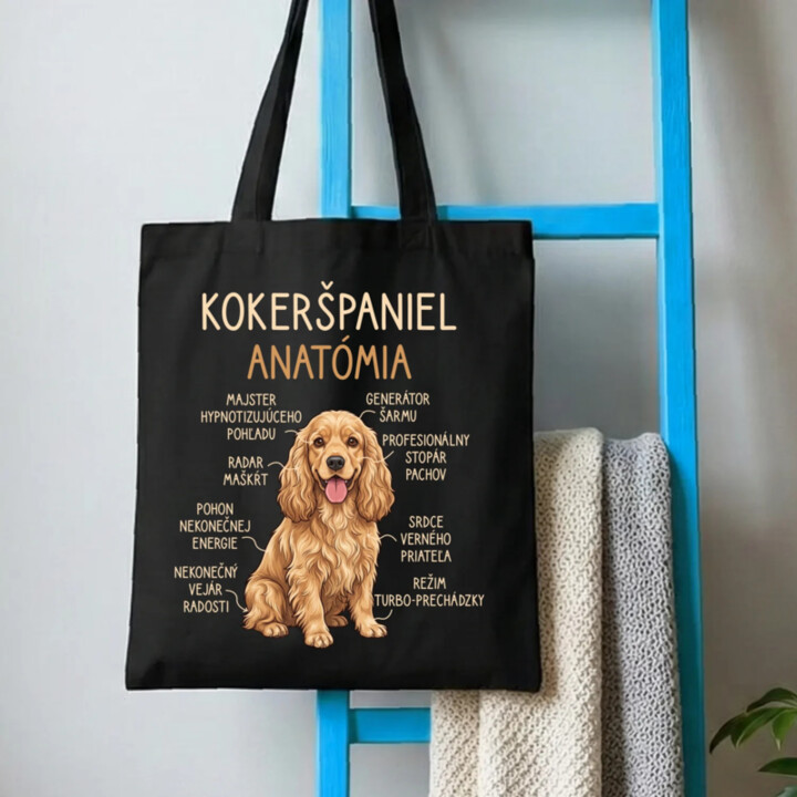 Kokeršpaniel – anatómia - taška s potlačou