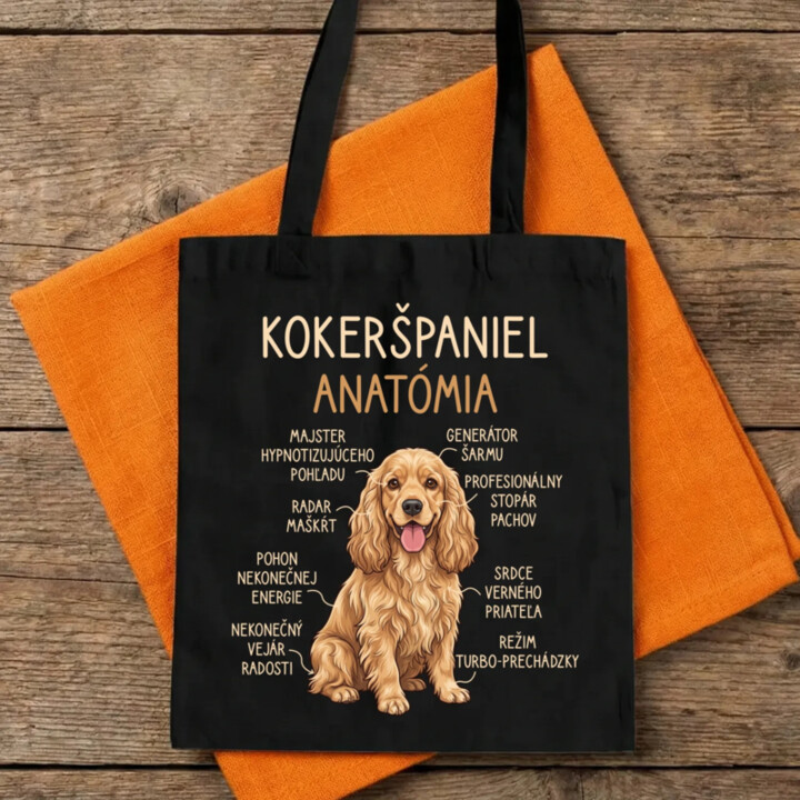 Kokeršpaniel – anatómia - taška s potlačou