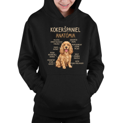 Kokeršpaniel – anatómia - detská mikina s kapucňou