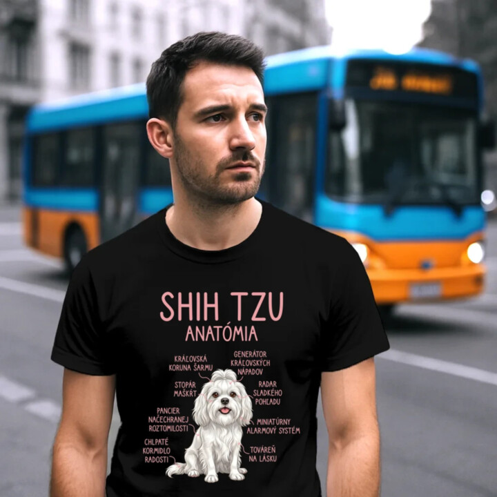 Shih Tzu – anatómia - pánske tričko s potlačou