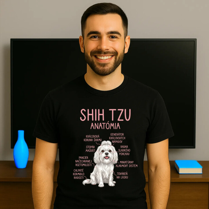 Shih Tzu – anatómia - pánske tričko s potlačou