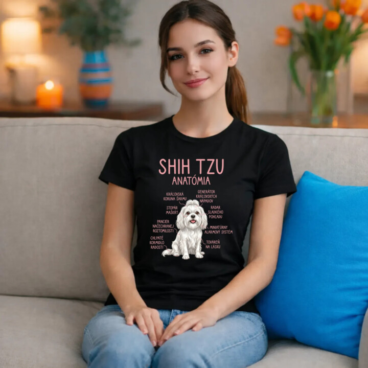 Shih Tzu – anatómia - dámske tričko s potlačou
