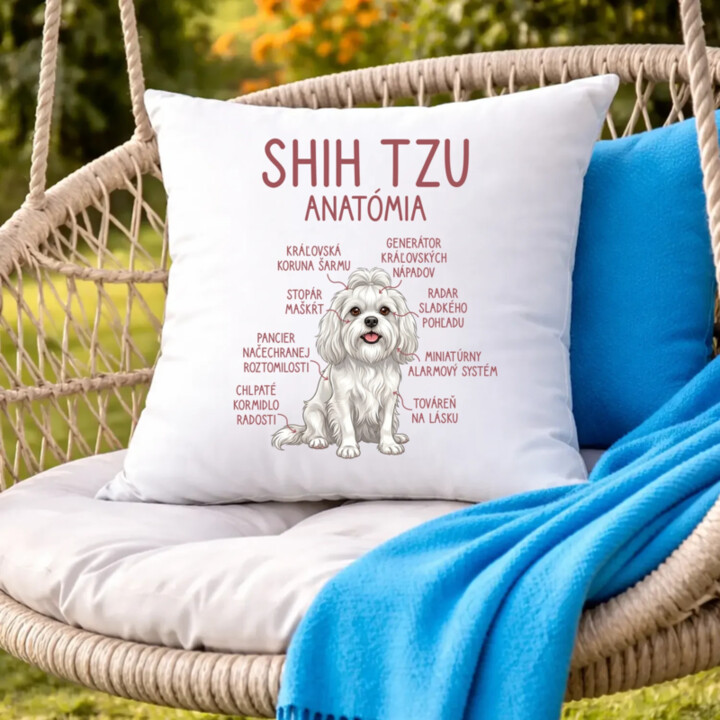 Shih Tzu – anatómia - vankúš s potlačou