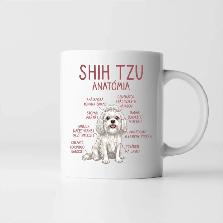Shih Tzu – anatómia - keramický hrnček s potlačou