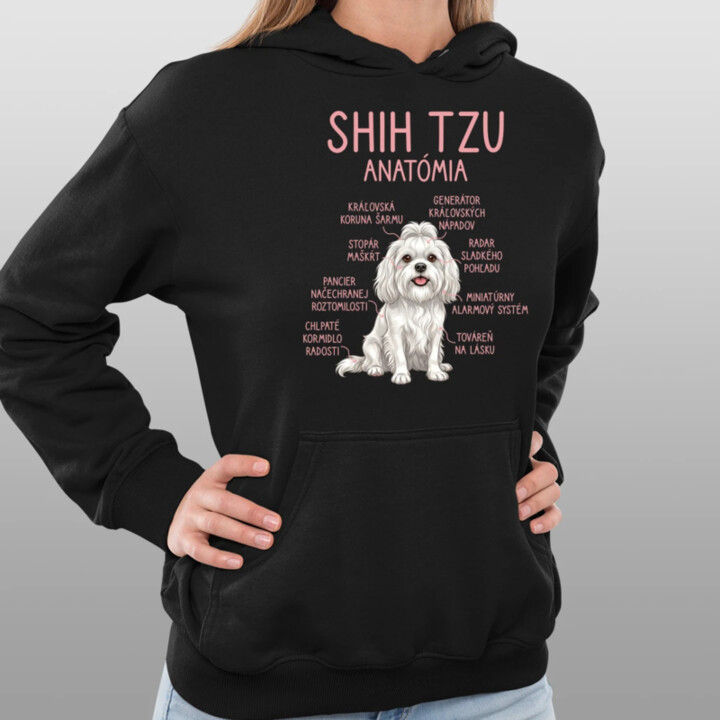 Shih Tzu – anatómia  - dámska mikina s potlačou