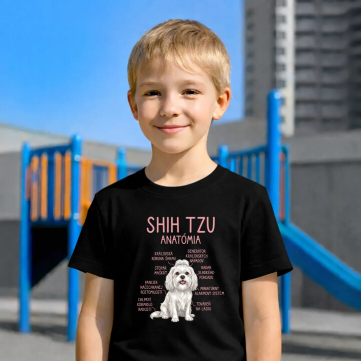 Shih Tzu – anatómia - detské tričko s potlačou